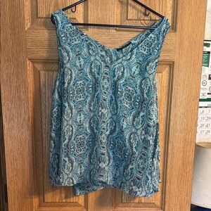 Lane Bryant Blue Tank Top with Lace Detailing